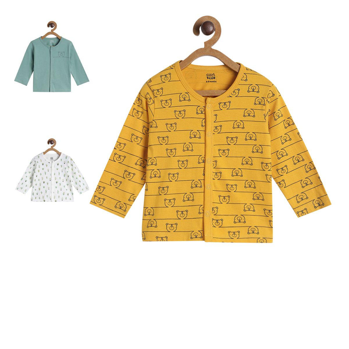 Pack of 3 front open vest - golden yellow for New Born