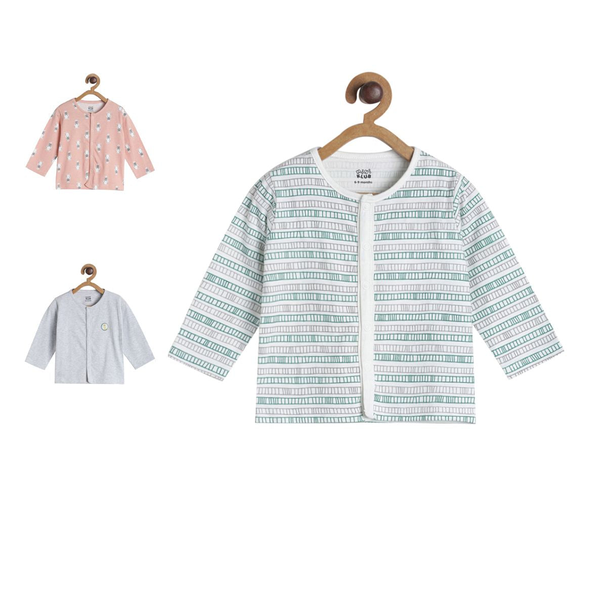 Pack of 3 front open vest - white & blue for New Born