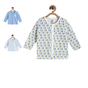 Pack of 3 front open vest - white & blue for New Born