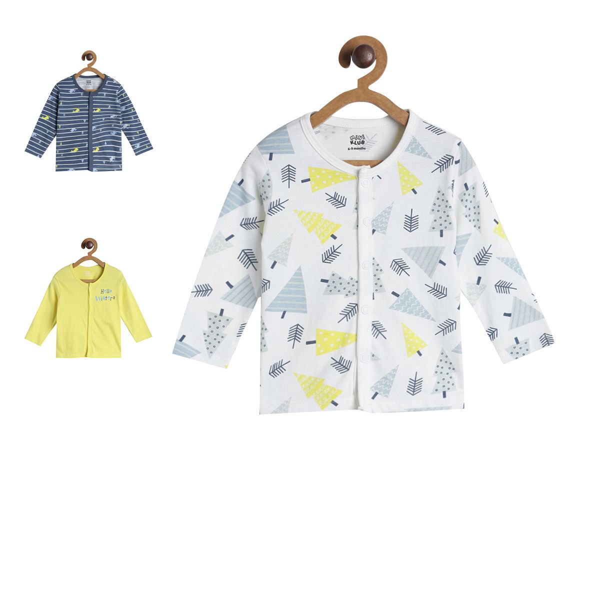 Pack of 3 front open vest - white & blue for New Born