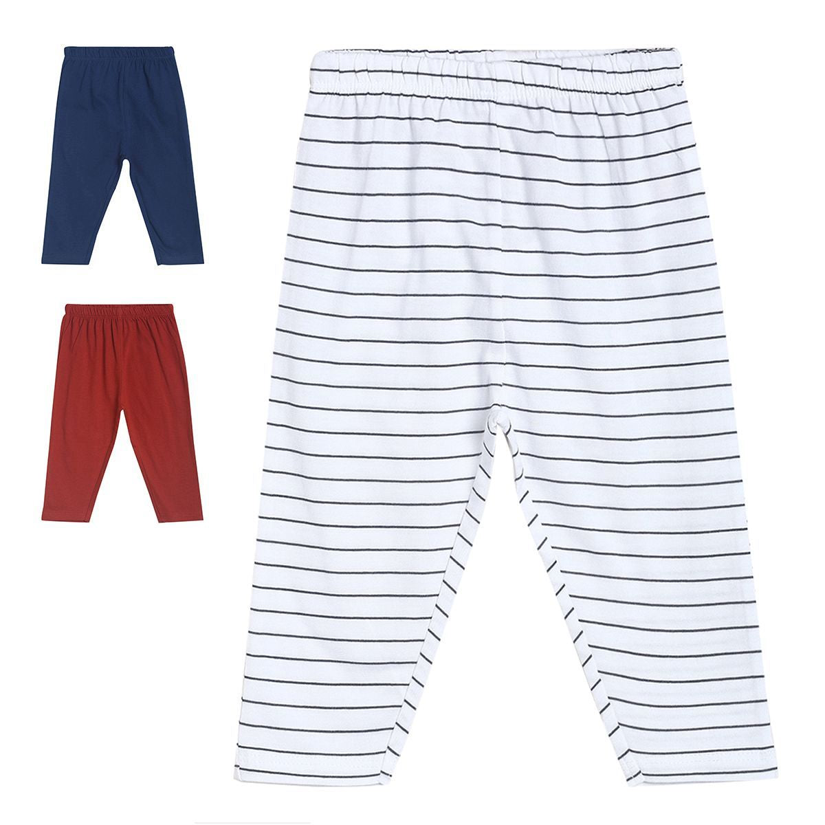 Pack of 3 knit bottom - white & blue for 0-3 Months