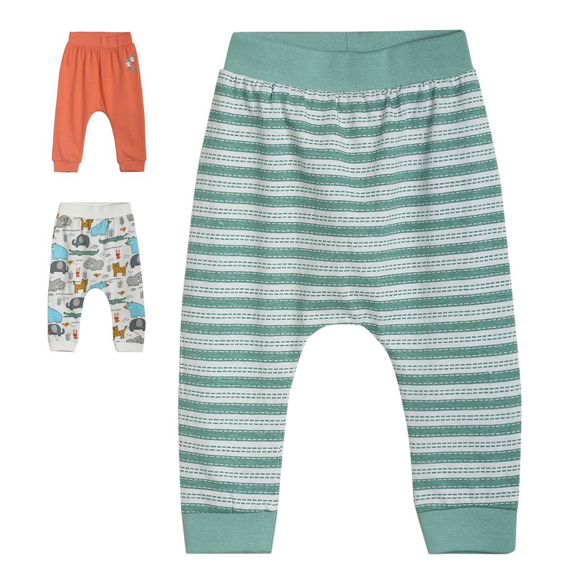 Pack of 3 knit bottom - jade green & light blue for 0-3 Months