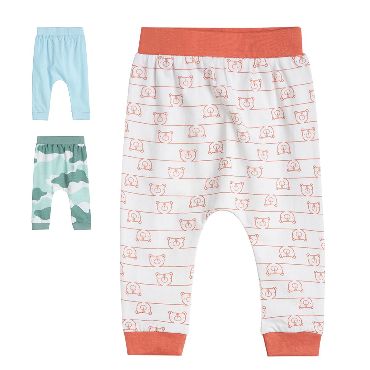 Pack of 3 knit bottom - white & red for 0-3 Months