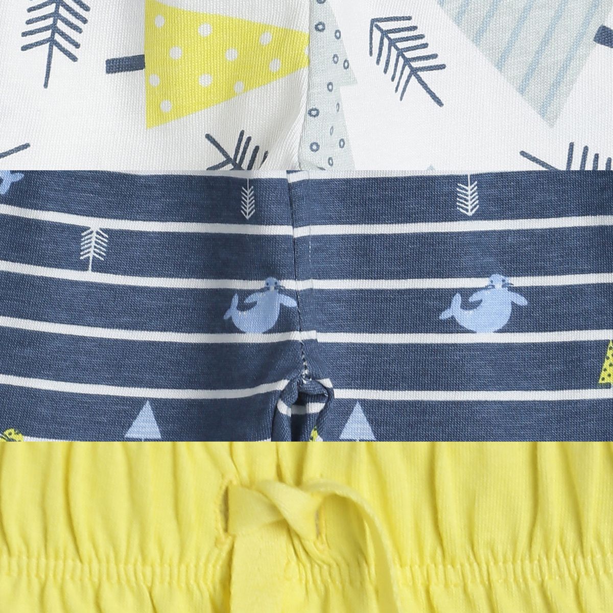Pack of 3 knit bottom - white & sky blue for 0-3 Months