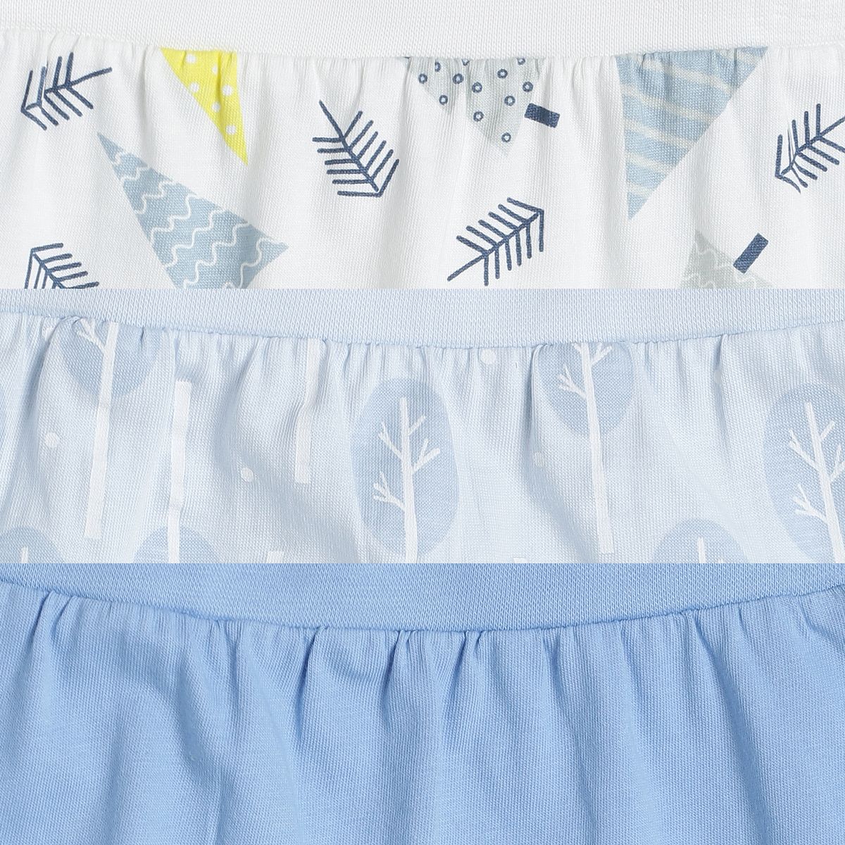 Pack of 3 knit bottom - light blue white & lightsteelblue for 0-3 Months