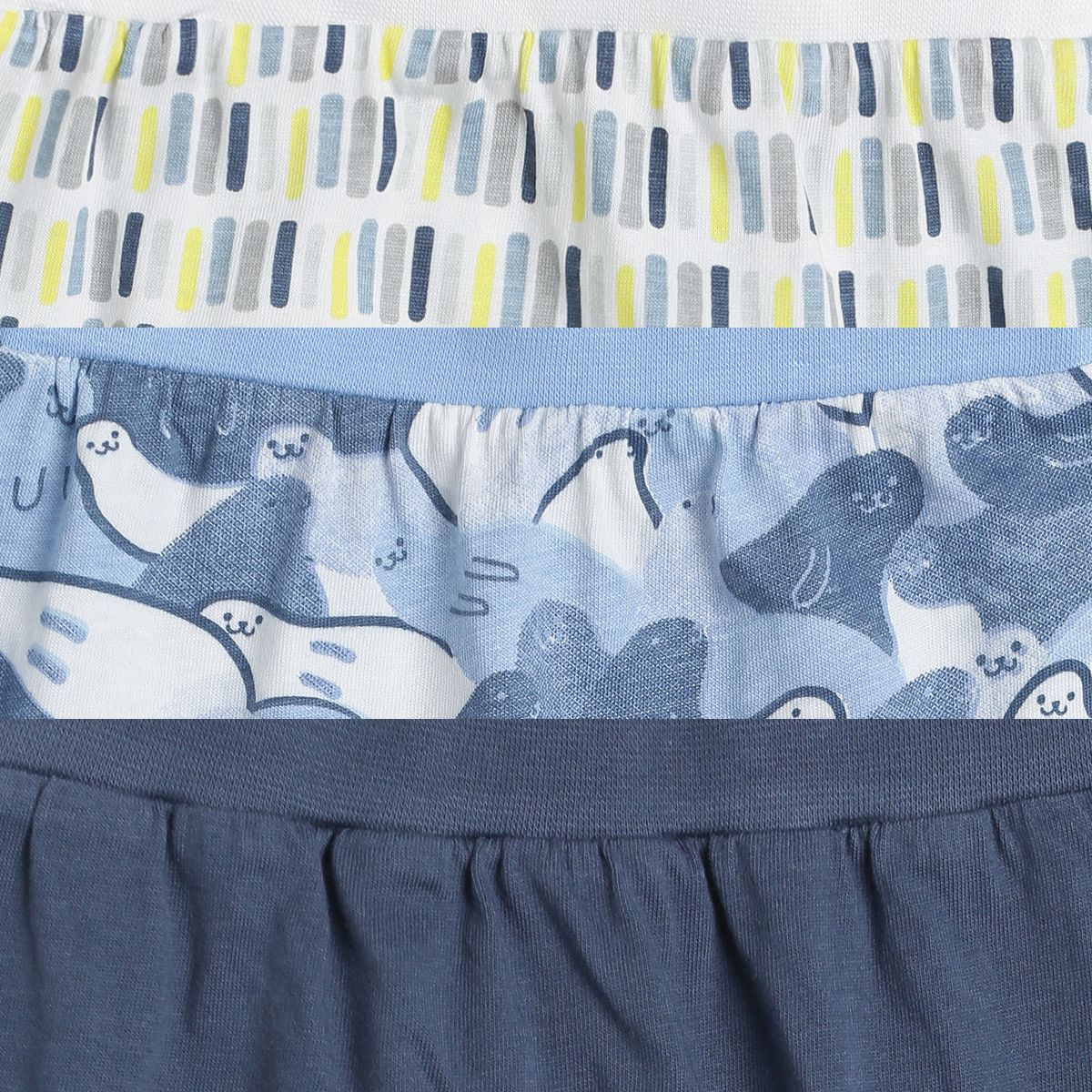 Pack of 3 knit bottom - marshmallow and navy for 0-3 Months