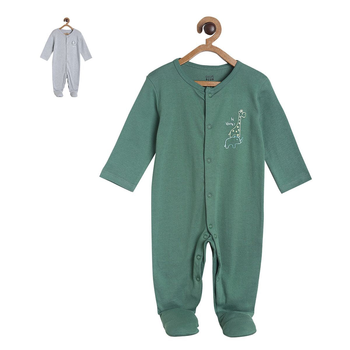 Pack of 2 sleepsuit - dark green for New Born