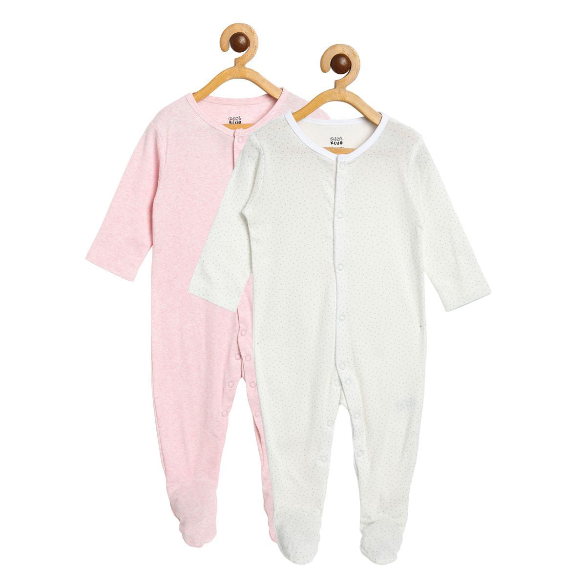 Pack of 2 sleepsuit - white & baby pink for New Born