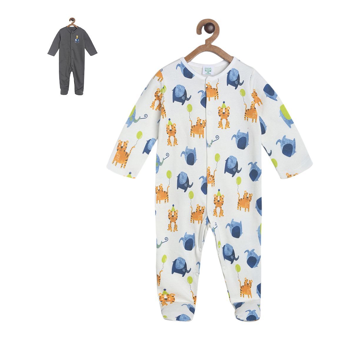 Pack of 2 sleepsuit - white & blue for New Born