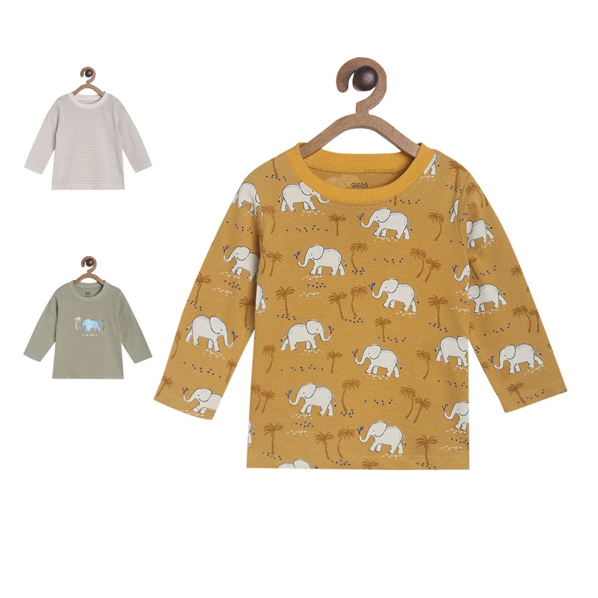 Pack of 3 t-shirt - golden brown for 0-3 Months