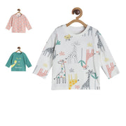 Pack of 3 t-shirt - turquoise green & white for 0-3 Months
