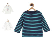 Pack of 3 knit t-shirt - navy blue & midnight blue for 0-3 Months