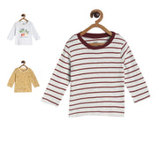 Pack of 3 knit t-shirt - white & purple for 0-3 Months