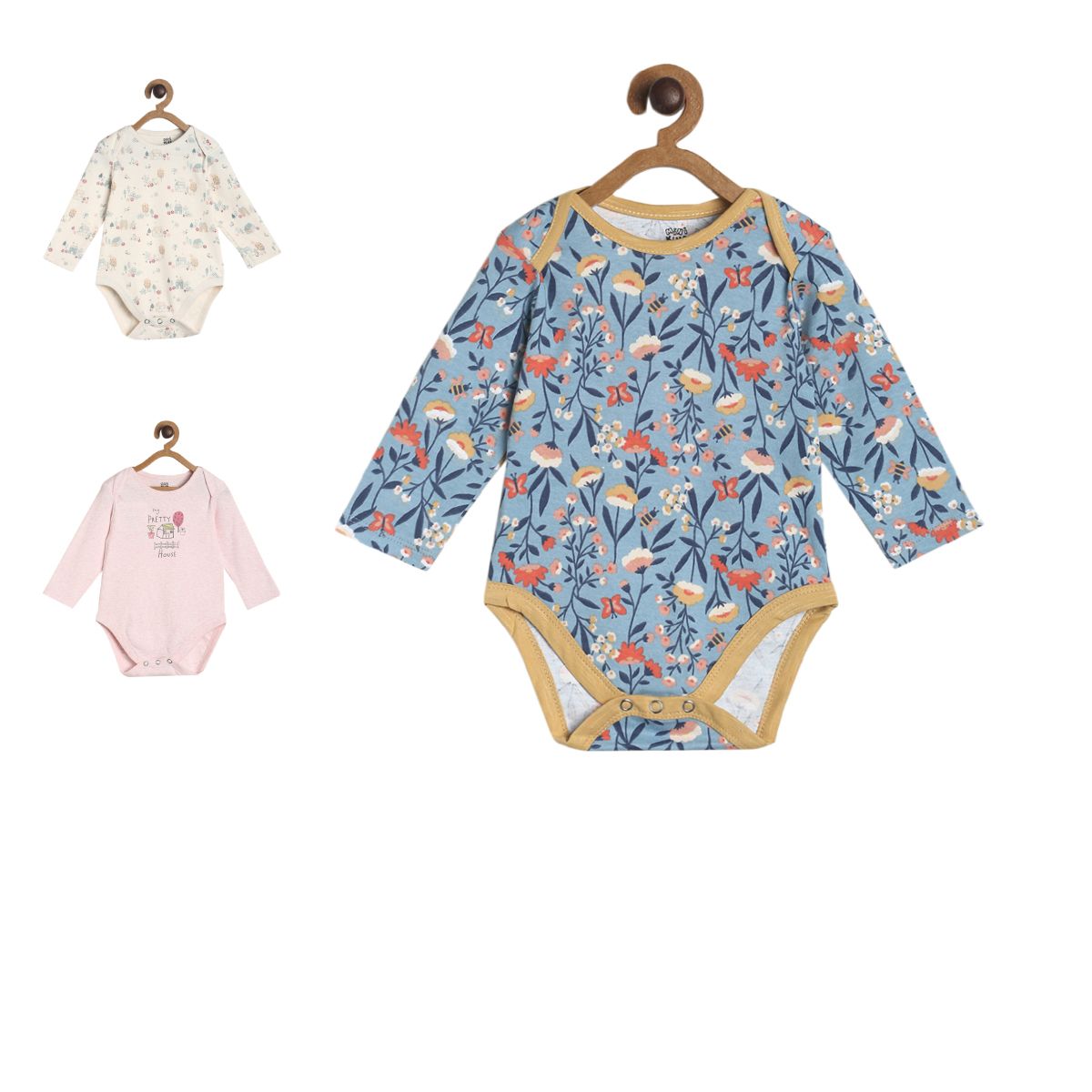 Pack of 3 bodysuit - pink, blue, white for New Born