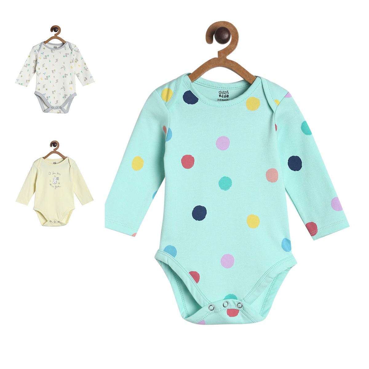 Pack of 3 bodysuit - mint, yellow for New Born