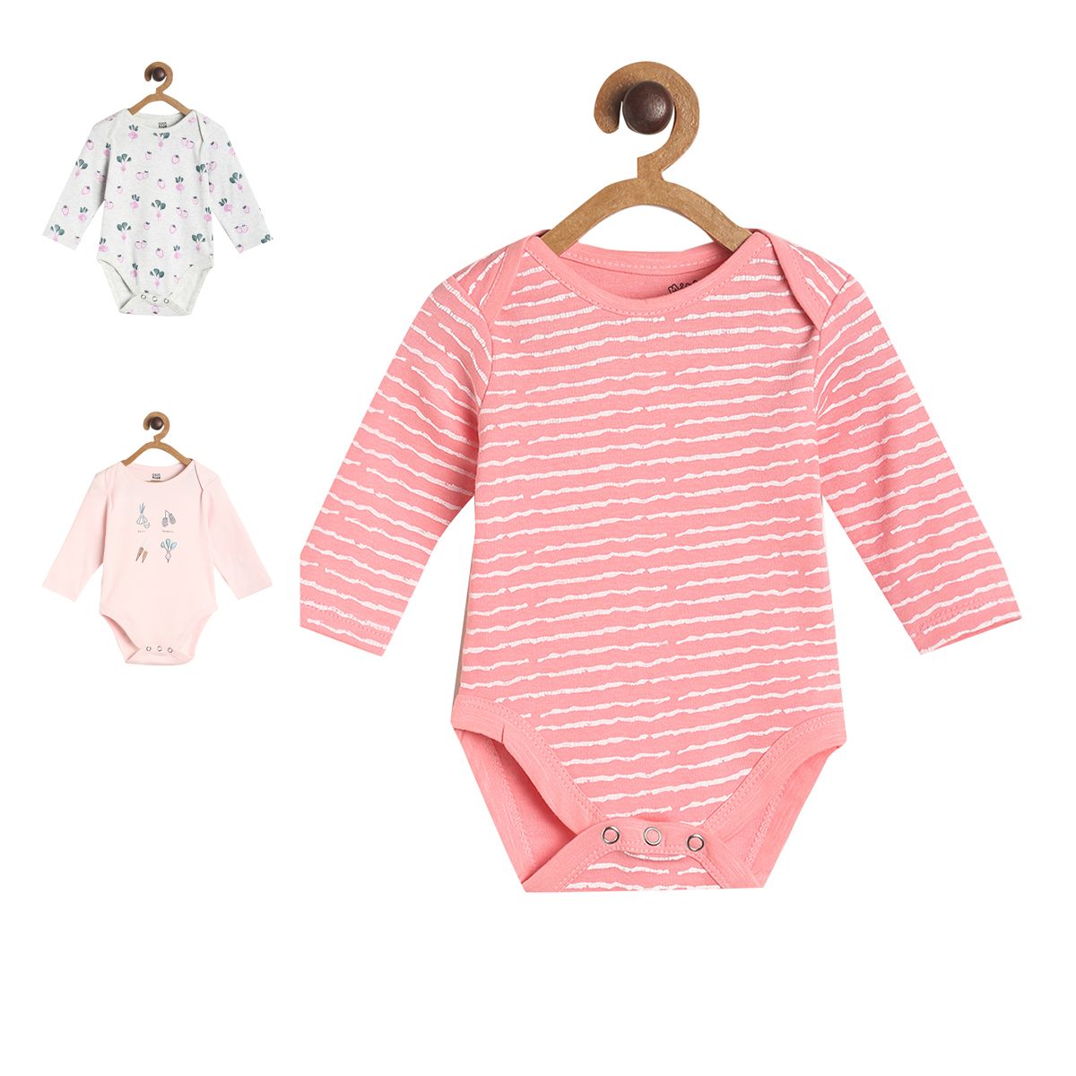 Pack of 3 bodysuit - pink, grey for New Born