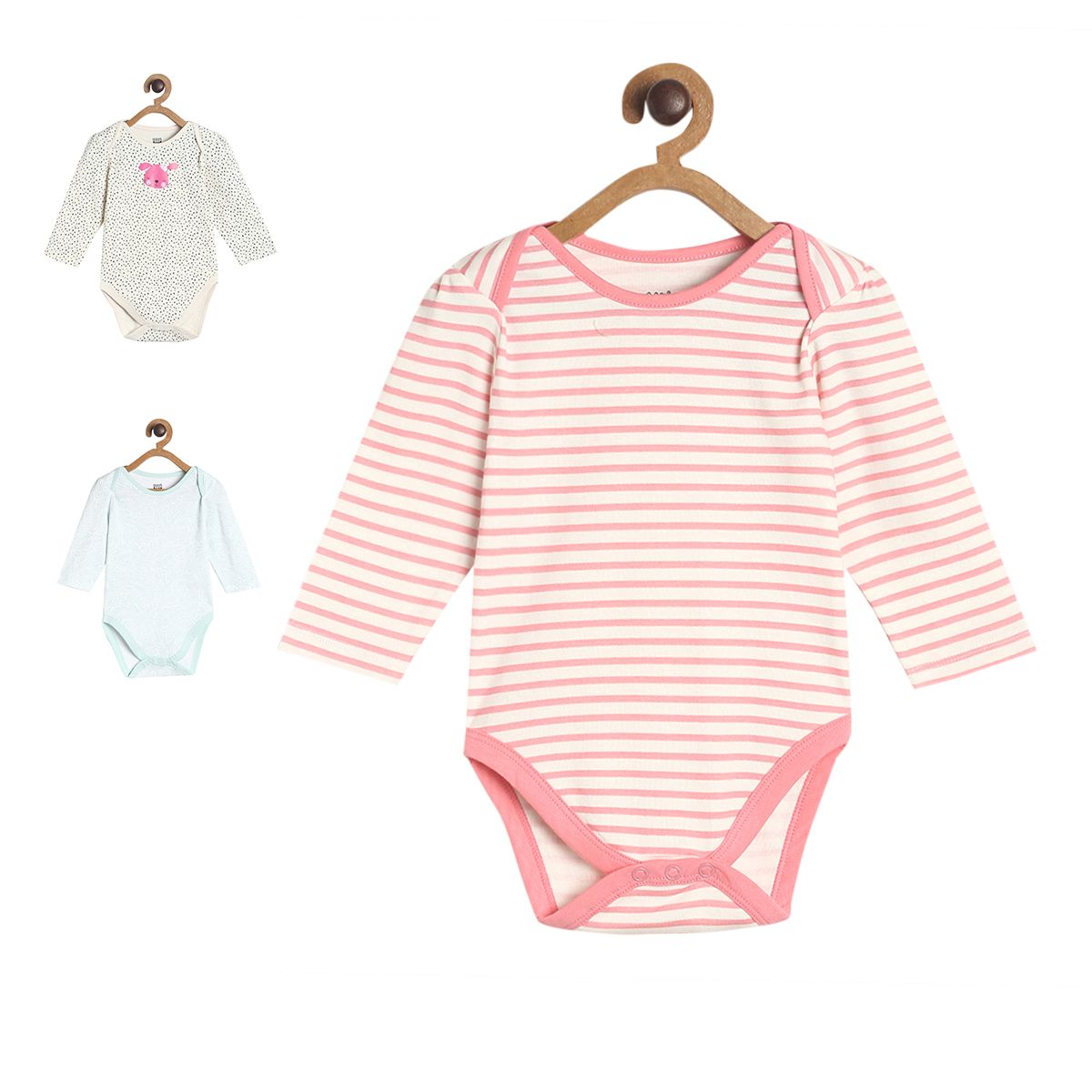 Pack of 3 bodysuit - light baby pink & light pink for New Born