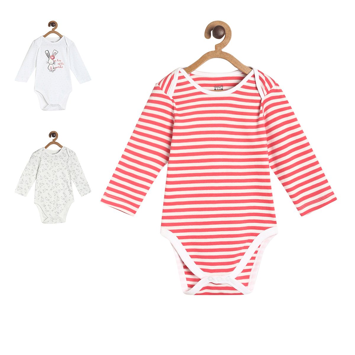 Pack of 3 bodysuit - light pink & white for New Born
