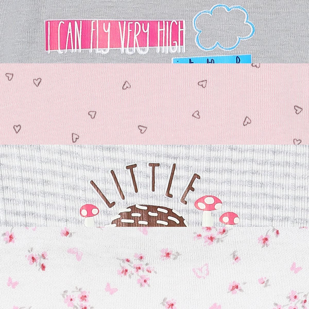 Girls Pink & Grey Printed Bodysuit Pack of 4 Short Sleeve Bodysuits