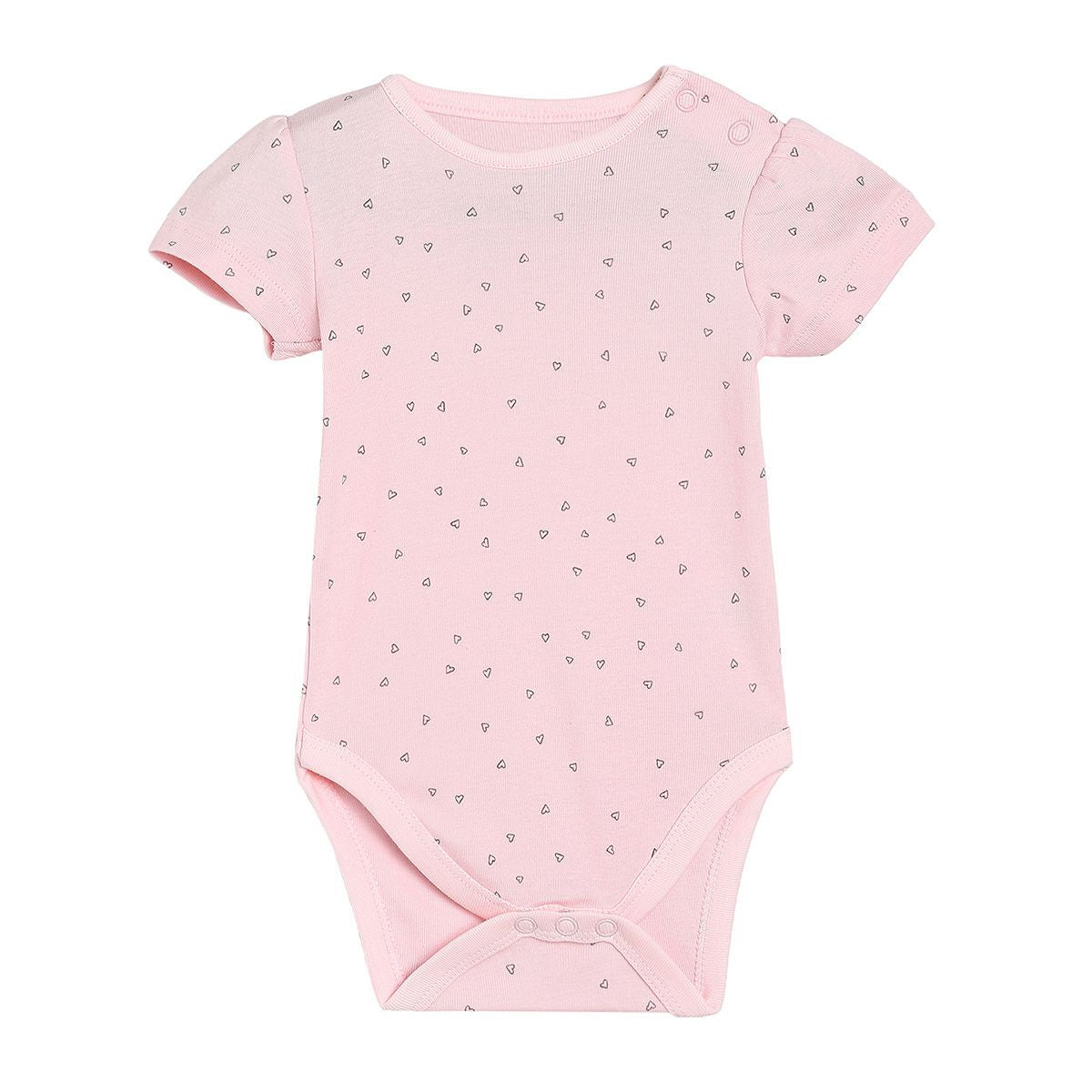 Girls Pink & Grey Printed Bodysuit Pack of 4 Short Sleeve Bodysuits
