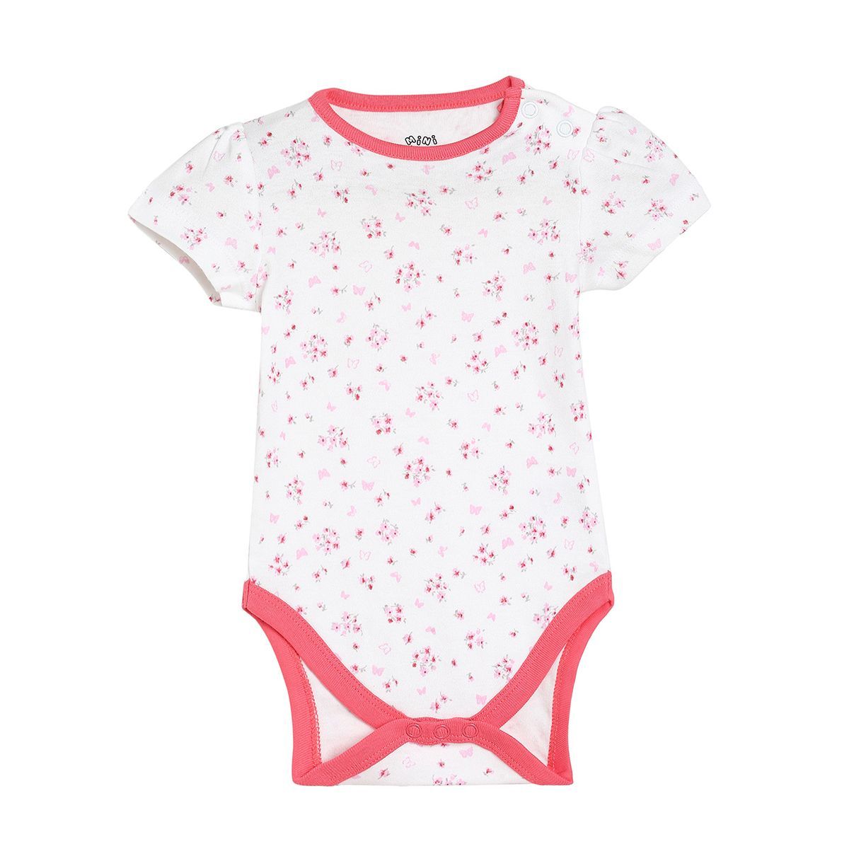Girls Pink & Grey Printed Bodysuit Pack of 4 Short Sleeve Bodysuits