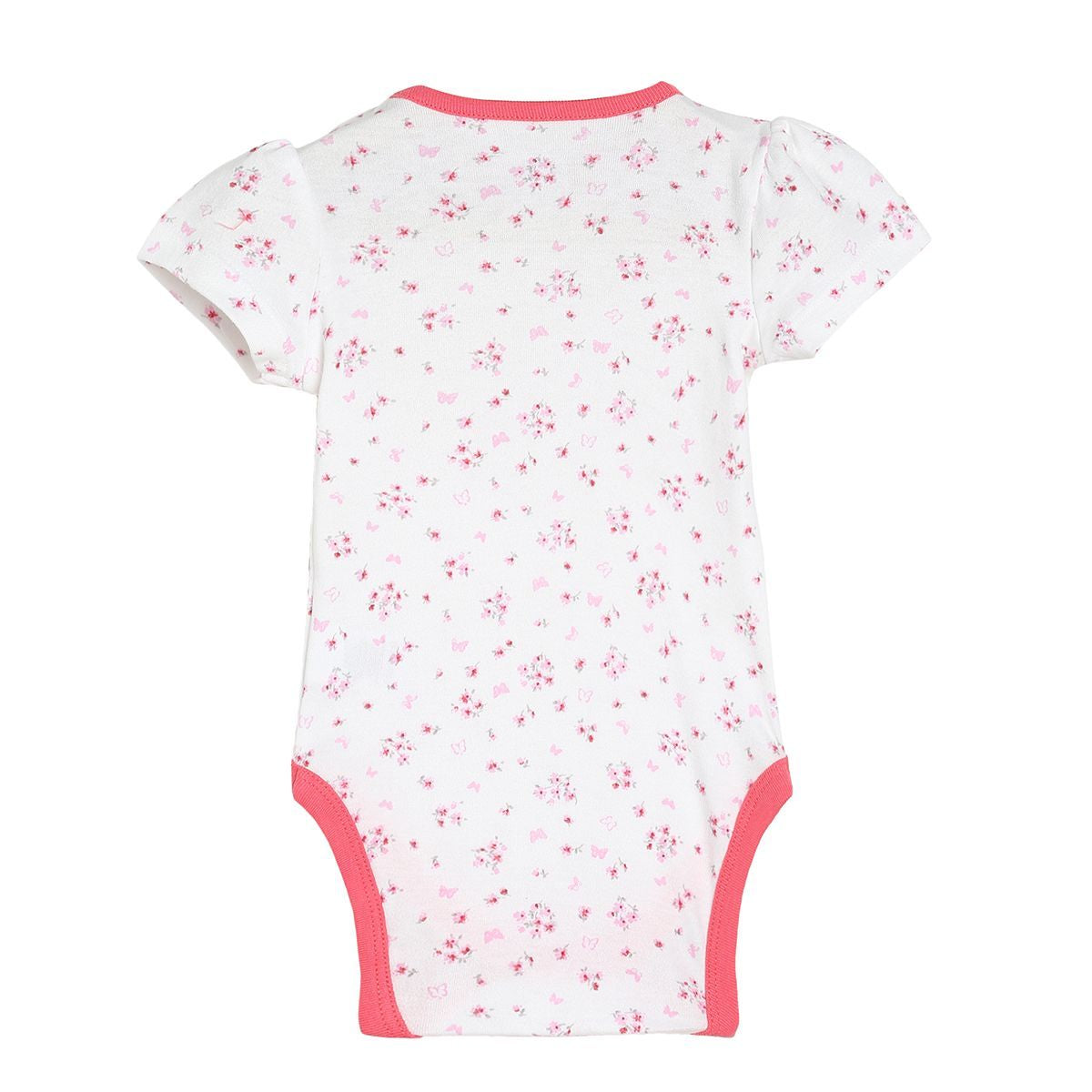 Girls Pink & Grey Printed Bodysuit Pack of 4 Short Sleeve Bodysuits