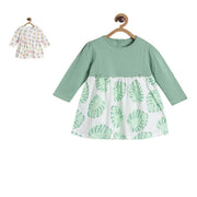 Pack of 2 dress - marshmallow and green for 0-3 Months