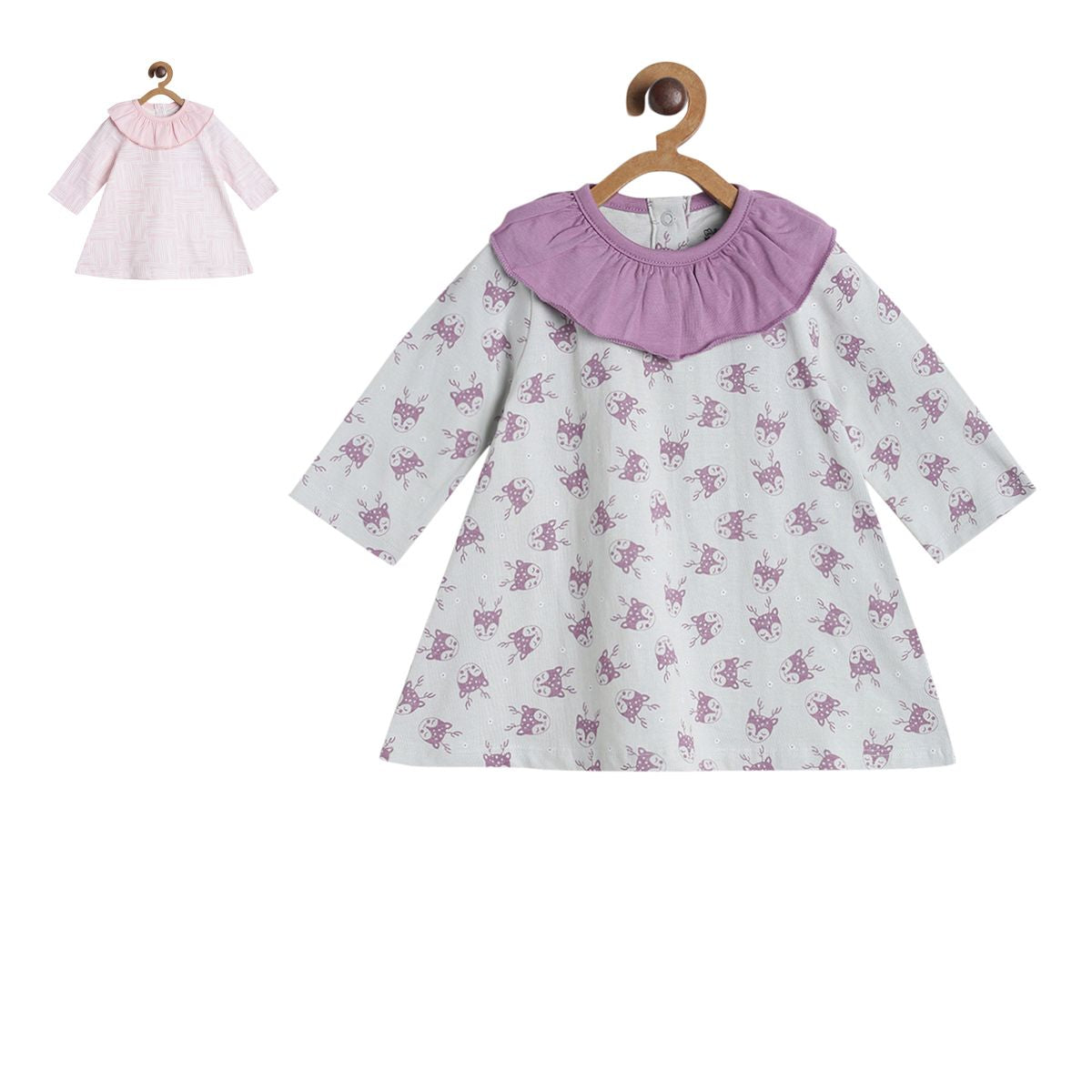Pack of 2 dress - grey and red for 0-3 Months