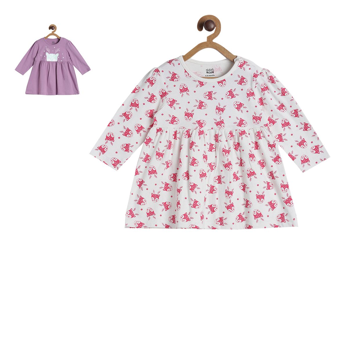 Pack of 2 dress - lavender and pink for 0-3 Months
