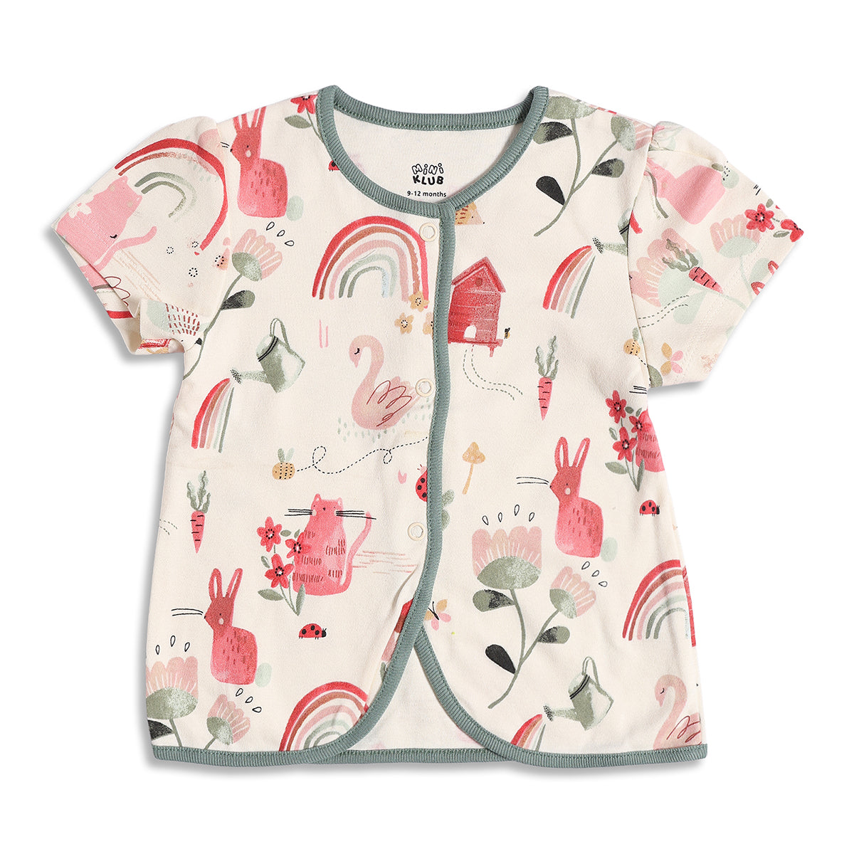 Baby Girls Pink and White Cotton Front Open T-Shirt Pack of 3 Regular Fit Casual Kids Tops