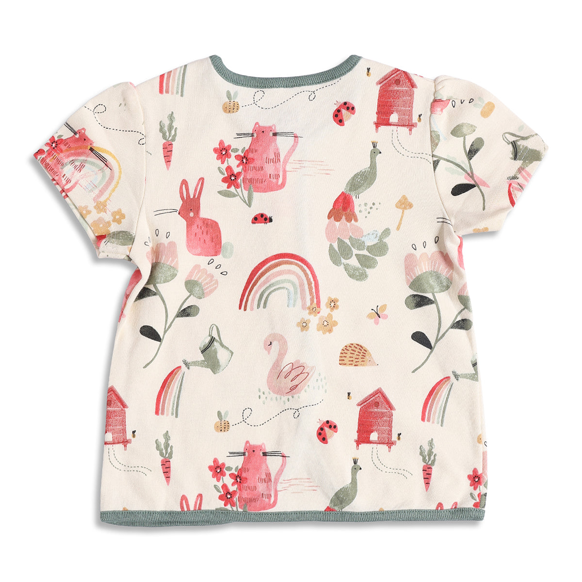 Baby Girls Pink and White Cotton Front Open T-Shirt Pack of 3 Regular Fit Casual Kids Tops