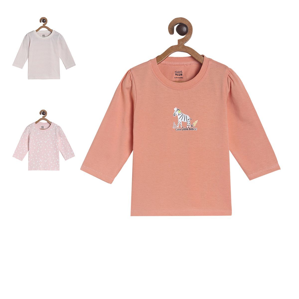Pack of 3 knit top - darksalmon for 0-3 Months