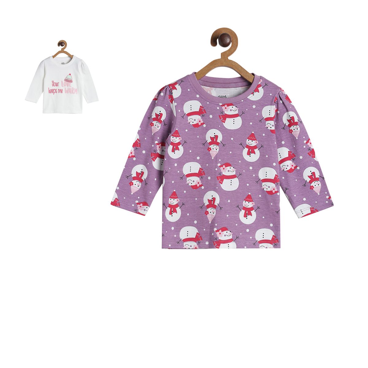 Pack of 3 knit top - purple & white for 0-3 Months