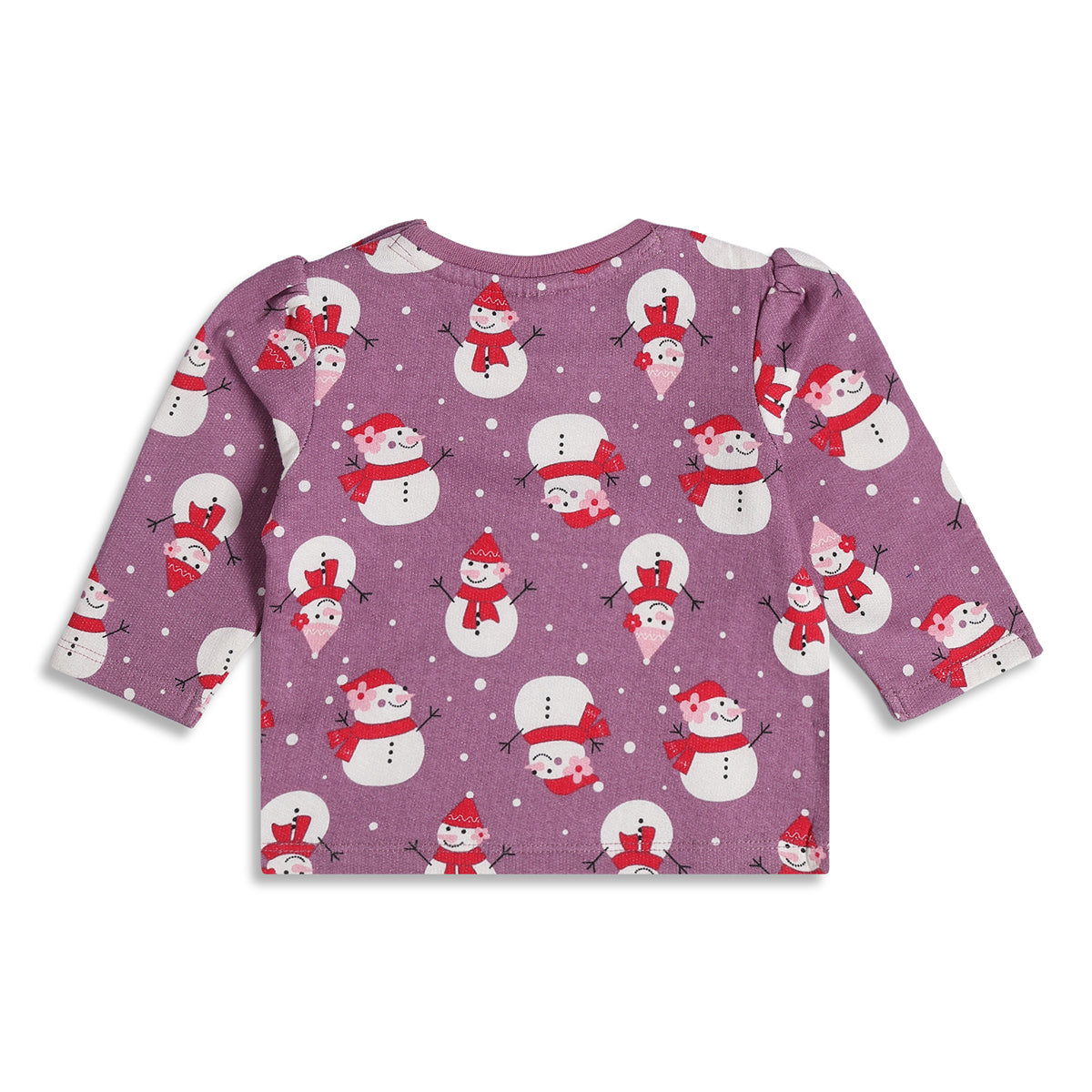 Baby Girls Pink, Purple and Green Cotton Winter Printed T-Shirt Pack of 3 Regular Fit Casual Kids Tops