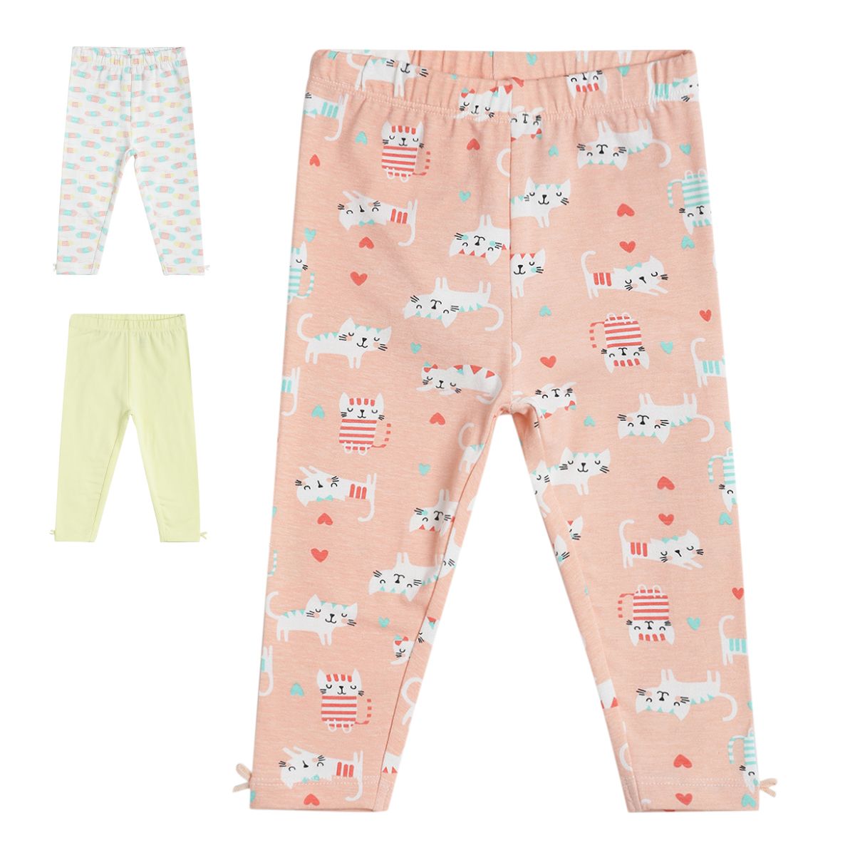 Pack of 3 legging - white & yellow for 0-3 Months