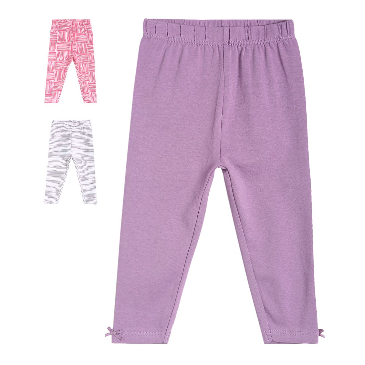 Pack of 3 legging - marshmallow and lavender for 0-3 Months