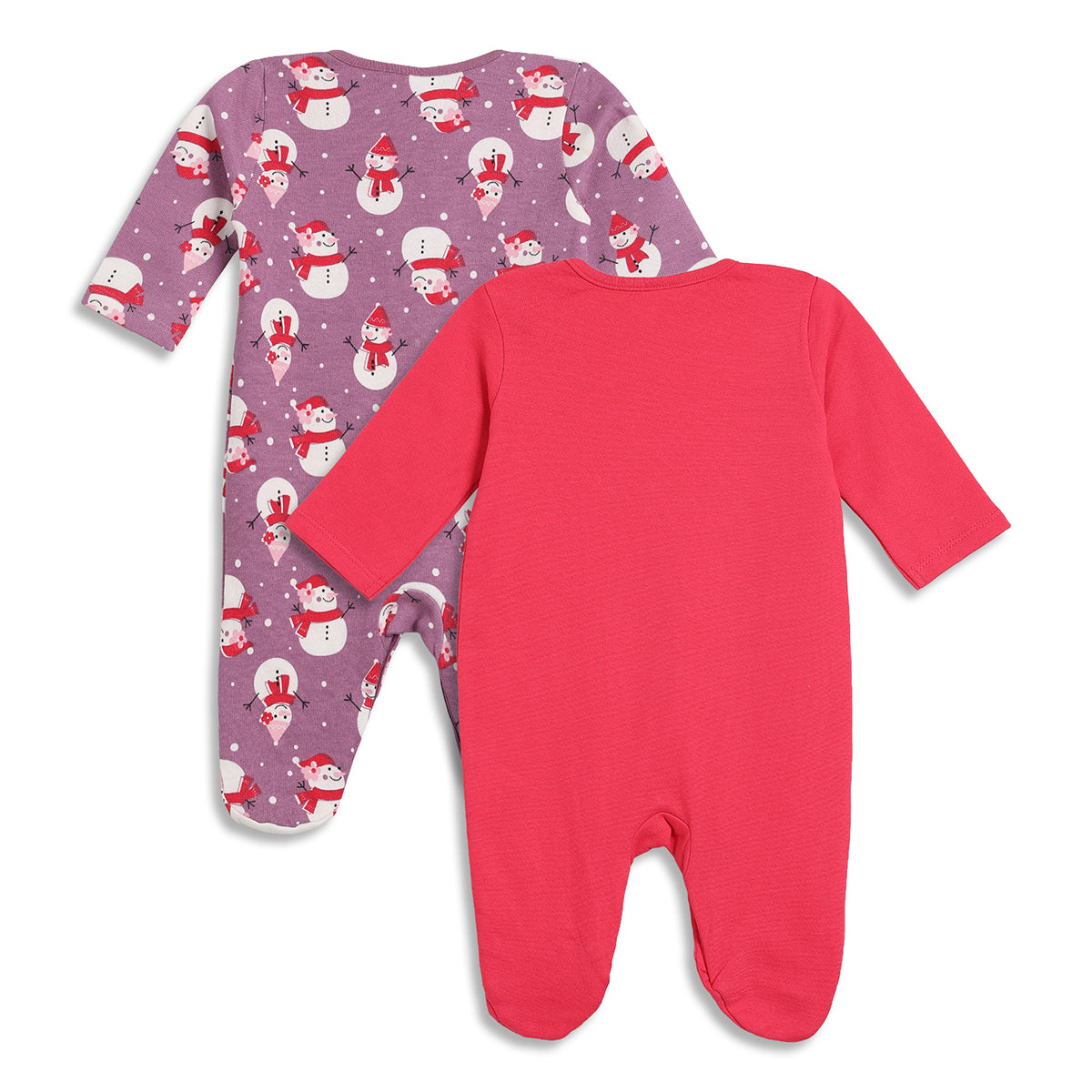 Baby Girls Pink and Purple Cotton Winter Sleepsuit Pack of 2 Regular Fit Baby Sleepsuits