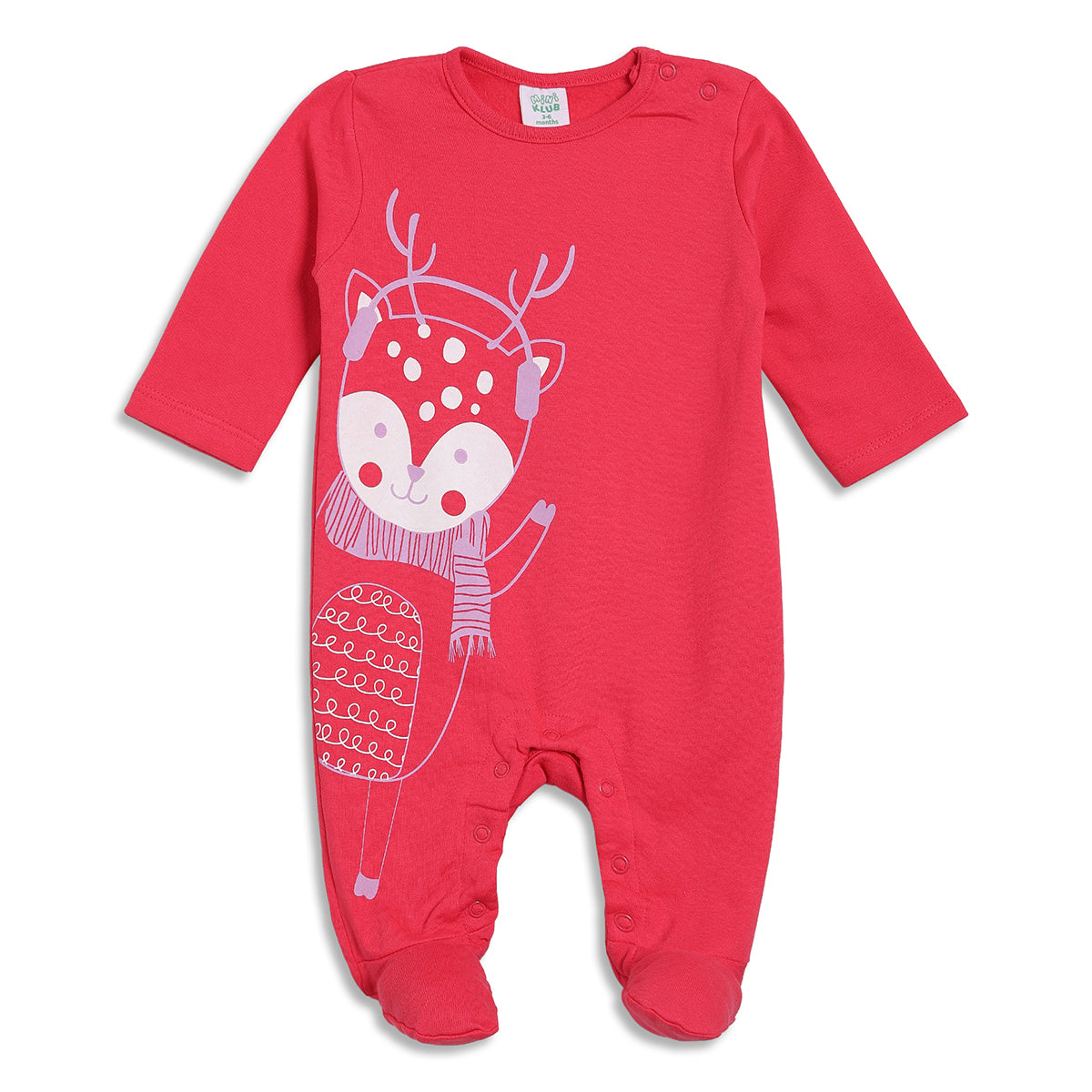 Baby Girls Pink and Purple Cotton Winter Sleepsuit Pack of 2 Regular Fit Baby Sleepsuits