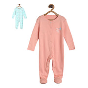 Pack of 2 sleepsuit - aqua and peach for 0-3 Months