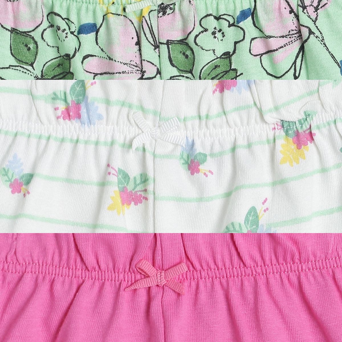 Pack of 3 shorts - light green for 0-3 Months