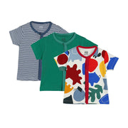 Unisex Printed and Solid Front Open Vests Pack of 3, Multicolour