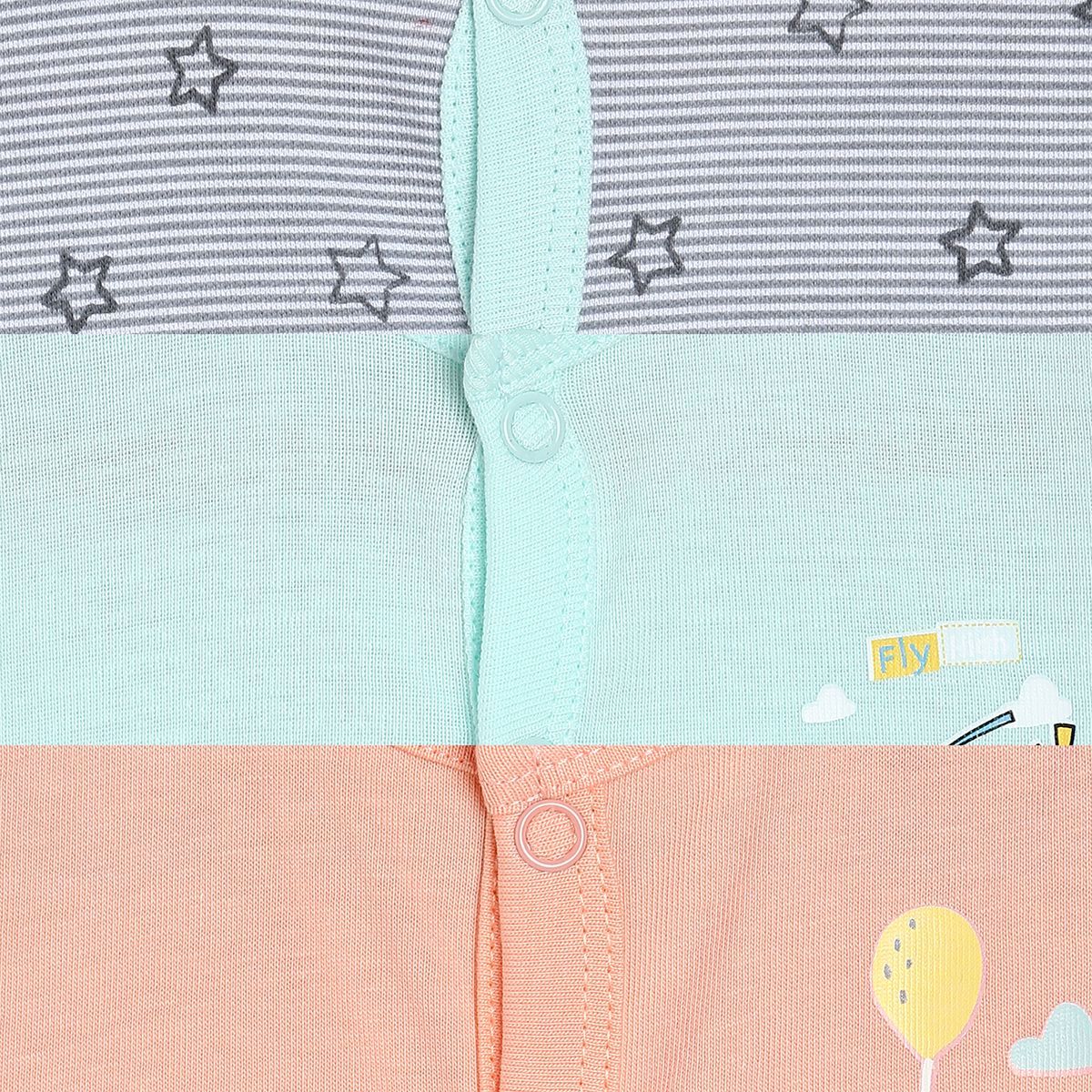 Unisex Printed and Solid Front Open Vests Pack of 3, Multicolour