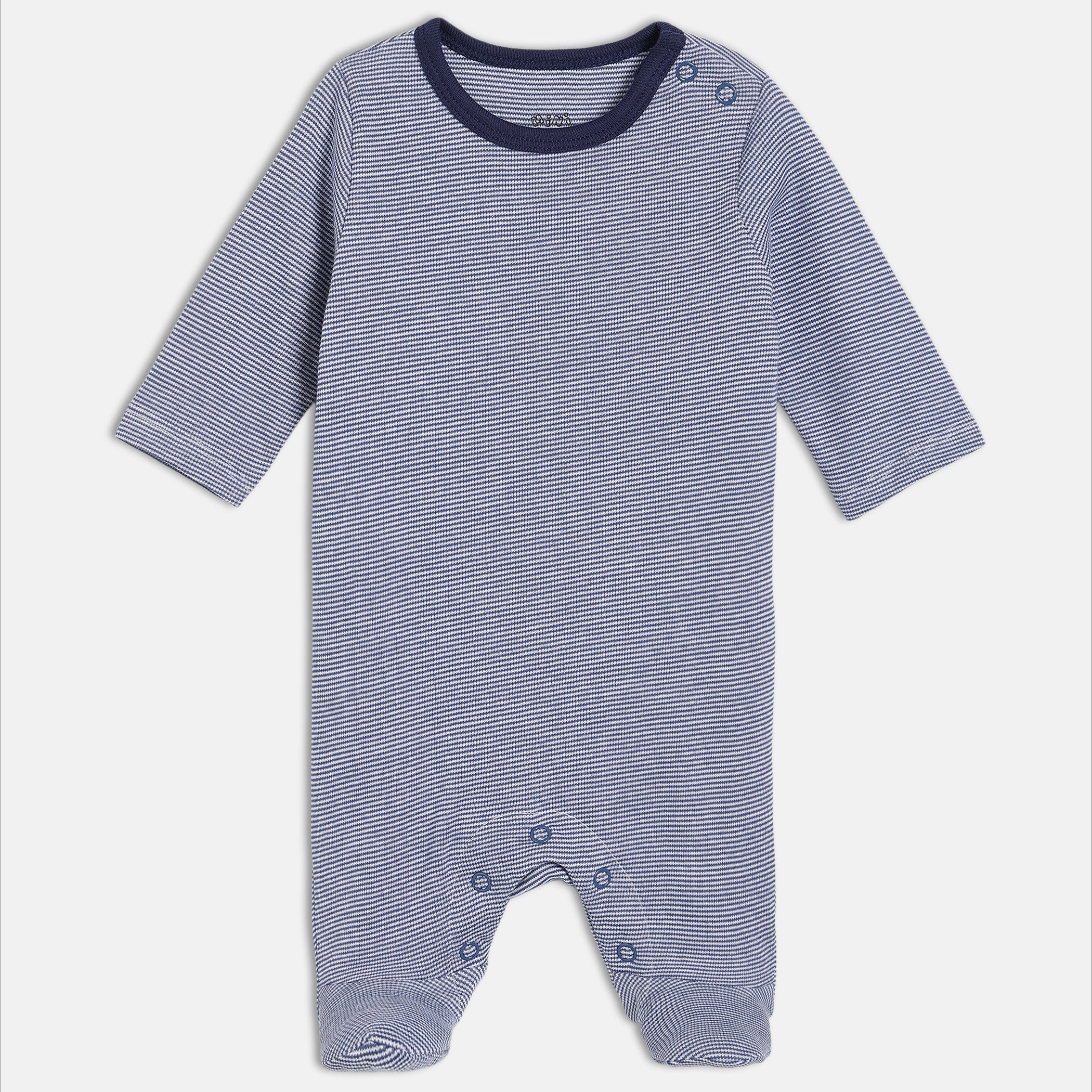 Baby Boys Printed Full Sleeve Rompers Pack of three, Blue and Off White