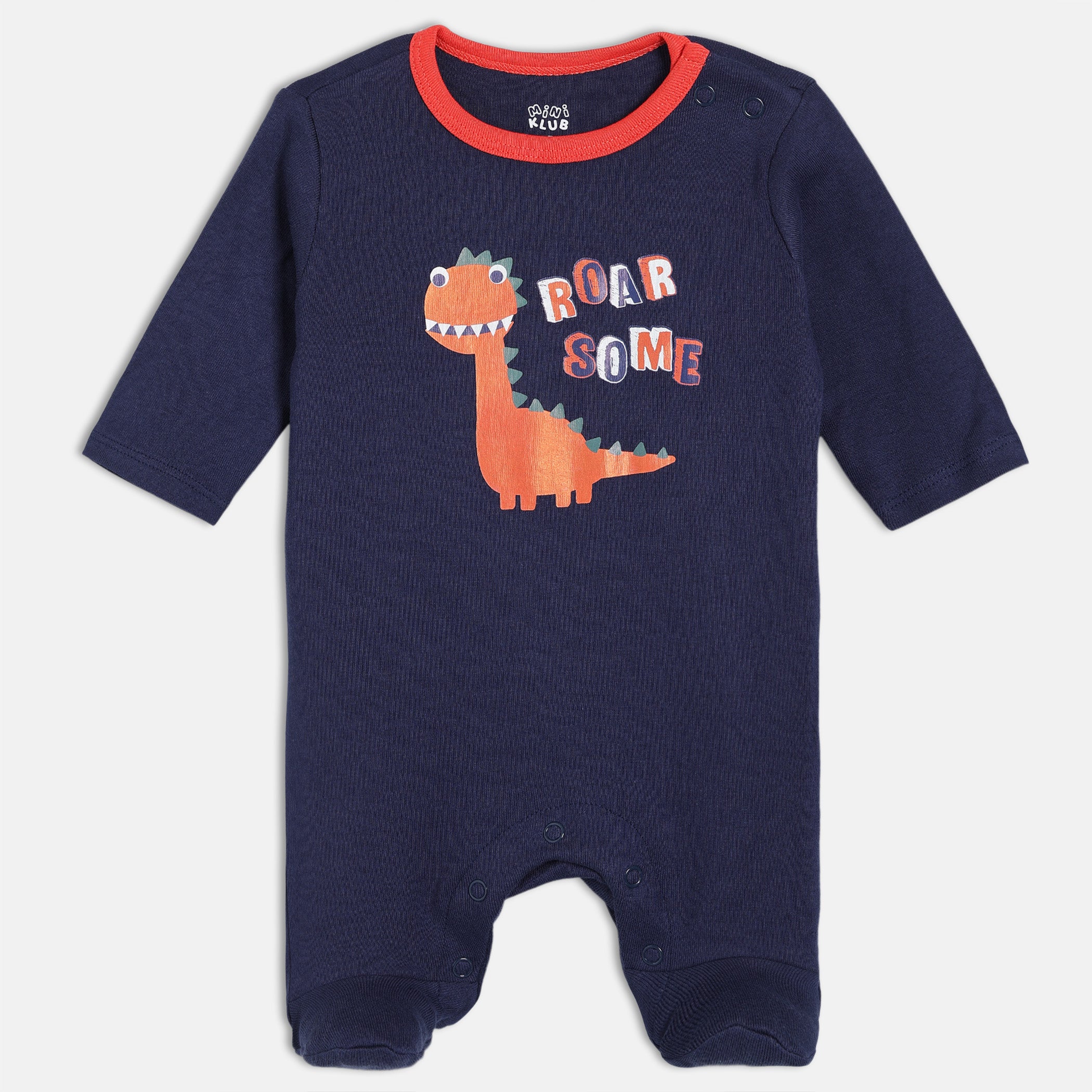 Baby Boys Printed Full Sleeve Rompers Pack of three, Blue and Off White