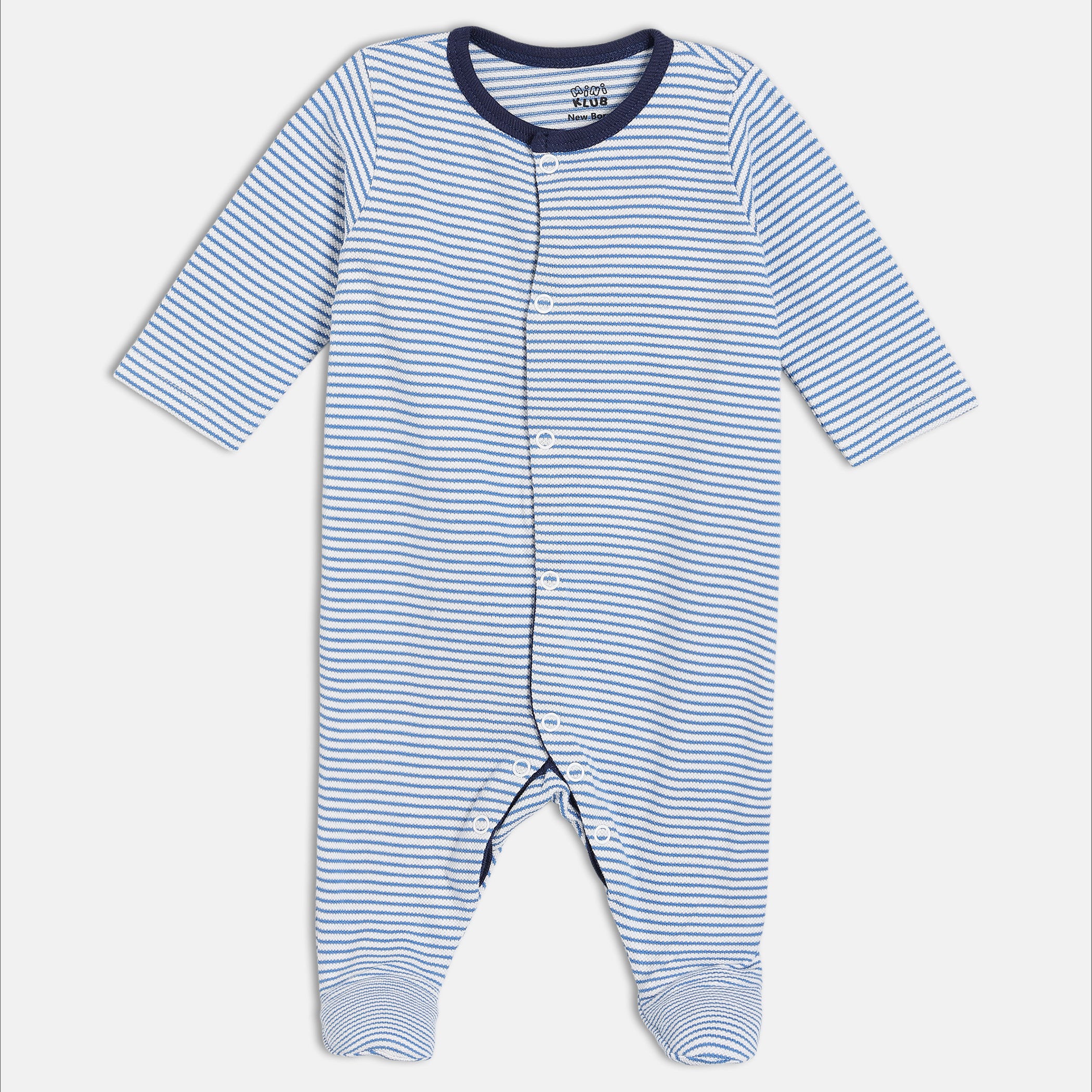 Boys Orange, Blue & White Printed Sleepsuit Pack of 3 Long Sleeve Sleepsuits