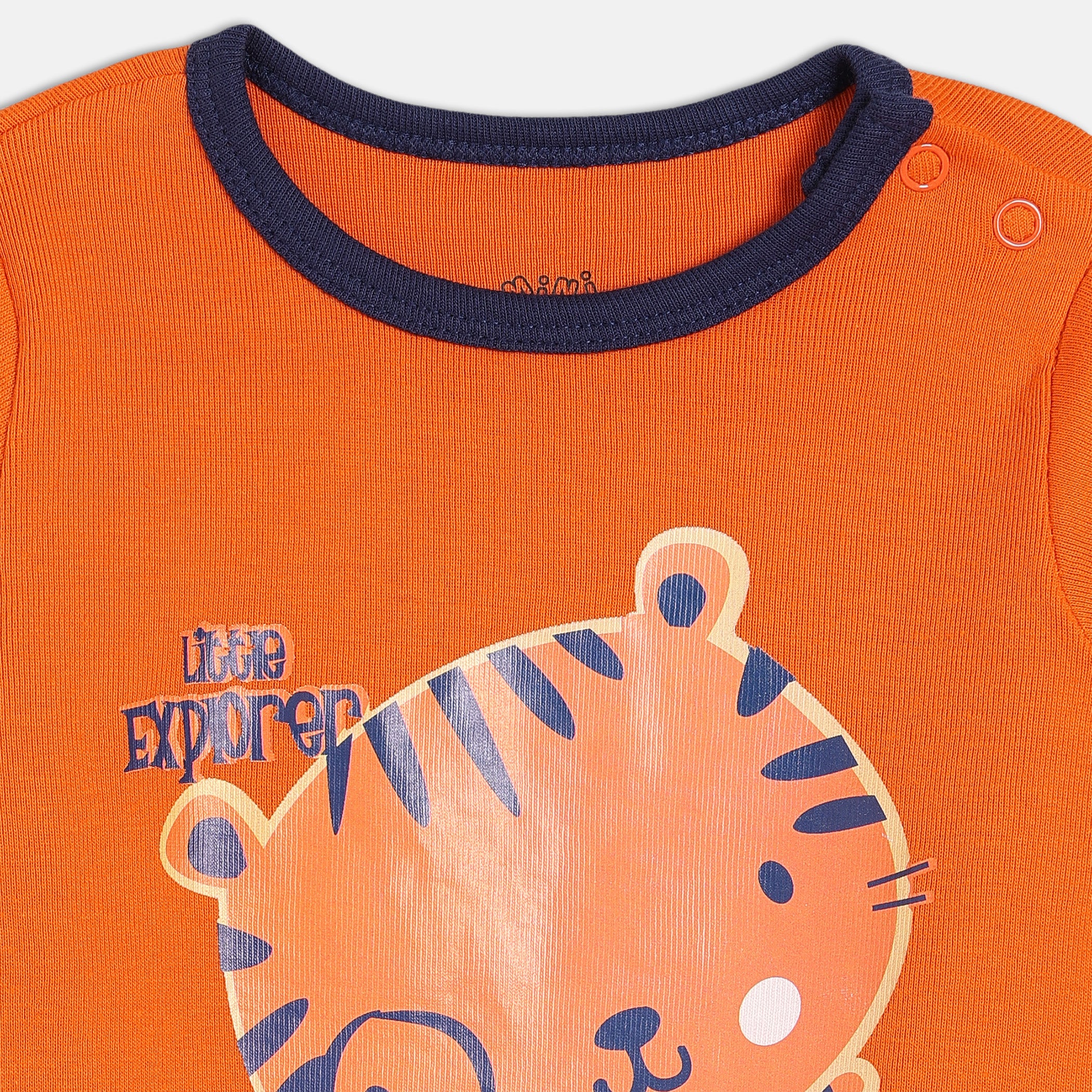 Boys Orange, Blue & White Printed Sleepsuit Pack of 3 Long Sleeve Sleepsuits