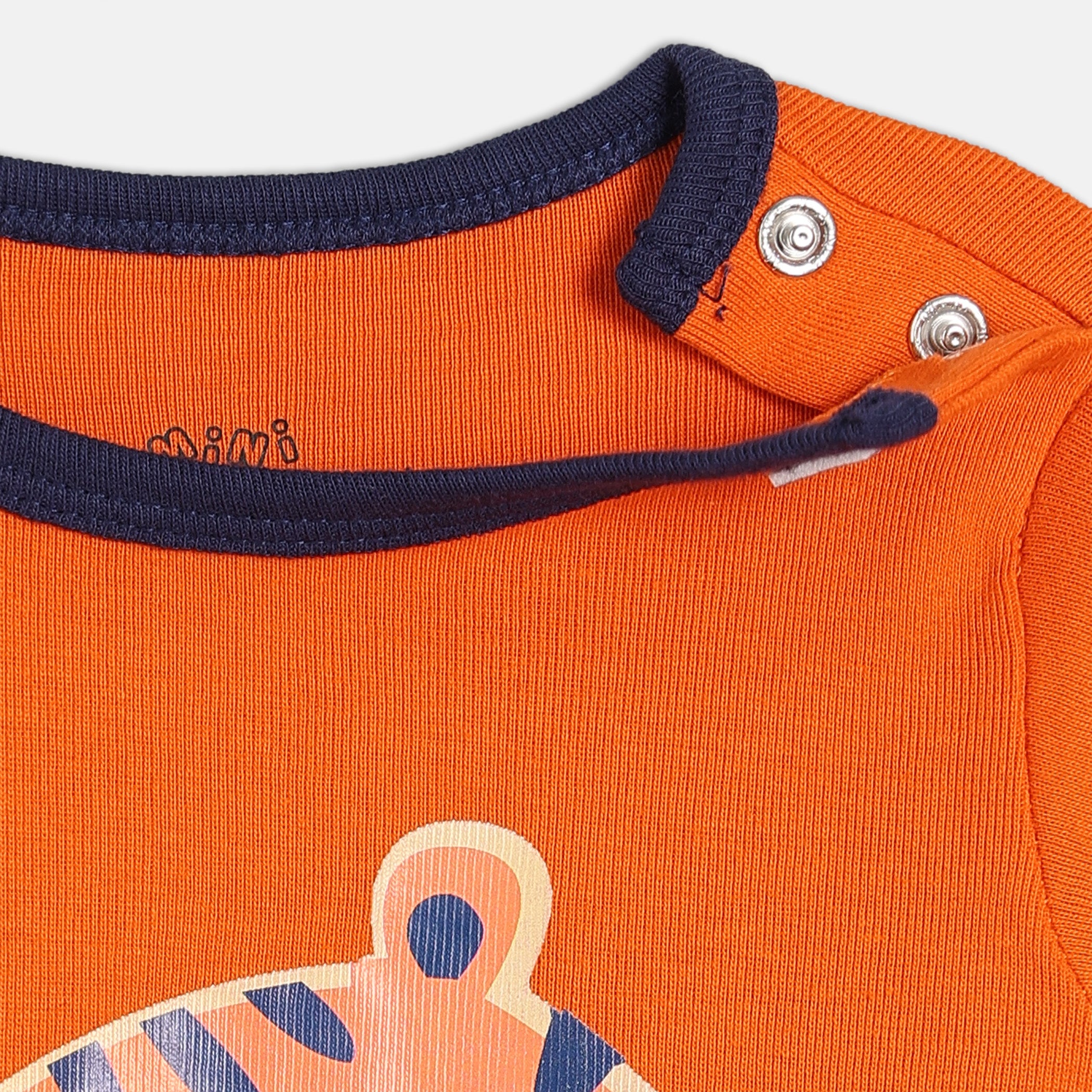 Boys Orange, Blue & White Printed Sleepsuit Pack of 3 Long Sleeve Sleepsuits