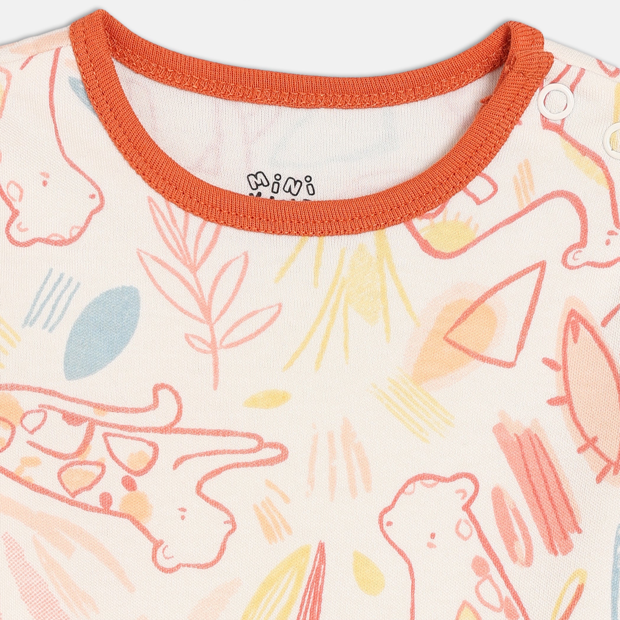 Boys Orange, Blue & White Printed Sleepsuit Pack of 3 Long Sleeve Sleepsuits