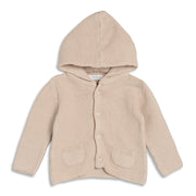 Baby Boys Beige Knitted Hooded Sweater Regular Fit Casual Kids Cardigan