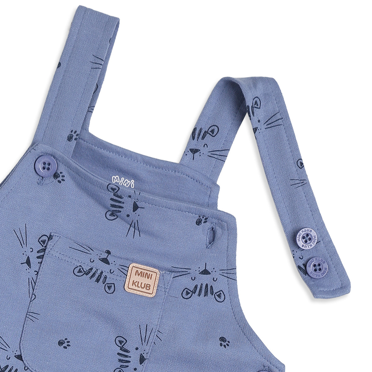 Baby Boys Blue Knit Dungaree Set Regular Fit Casual Wear